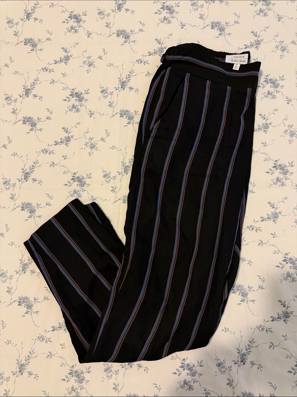 & Other Stories Paris Atelier Women Black Striped Casual Trousers US 4